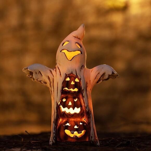 Halloween Decorations Ghost Figurine-Pumpkin Statue Lights Decoration - Picture 1 of 3